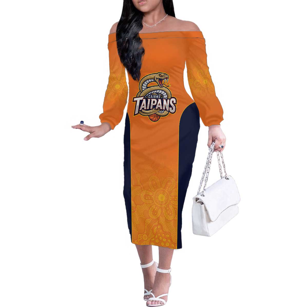 Basketball Custom Cairns Family Matching Off The Shoulder Long Sleeve Dress and Hawaiian Shirt Simple Australian Dot Art - Aussie Hoodie