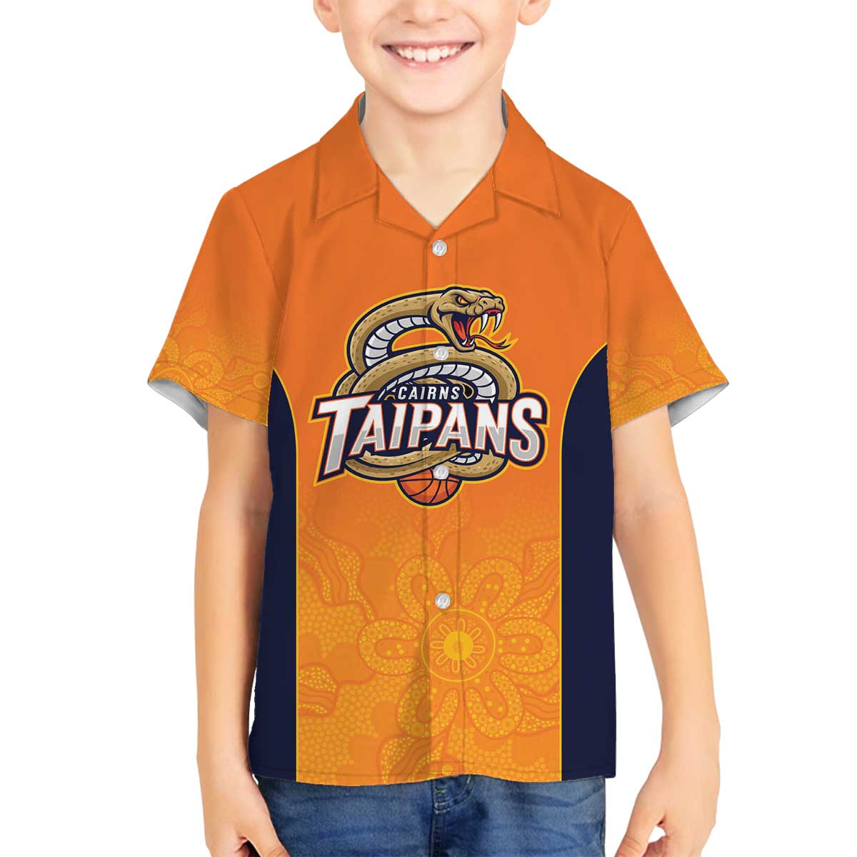 Basketball Custom Cairns Family Matching Off The Shoulder Long Sleeve Dress and Hawaiian Shirt Simple Australian Dot Art - Aussie Hoodie