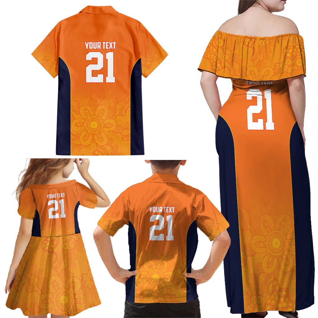 Basketball Custom Cairns Family Matching Off Shoulder Maxi Dress and Hawaiian Shirt Simple Australian Dot Art - Aussie Hoodie