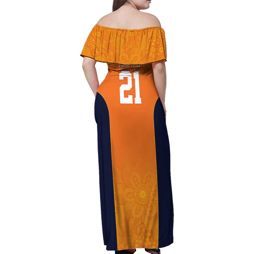 Basketball Custom Cairns Family Matching Off Shoulder Maxi Dress and Hawaiian Shirt Simple Australian Dot Art - Aussie Hoodie