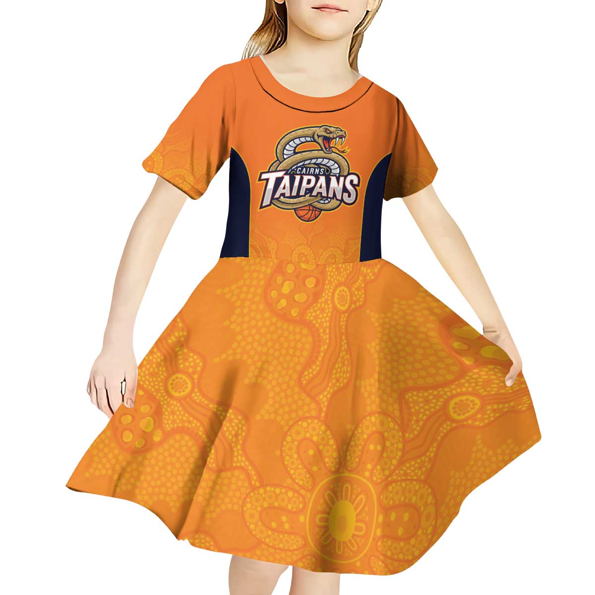 Basketball Custom Cairns Kid Short Sleeve Dress Simple Australian Dot Art - Aussie Hoodie