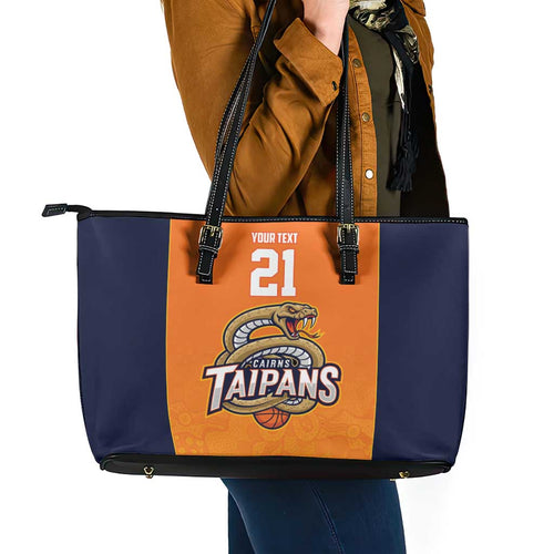 Basketball Custom Cairns Leather Tote Bag Simple Australian Dot Art - Aussie Hoodie