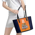 Basketball Custom Cairns Leather Tote Bag Simple Australian Dot Art - Aussie Hoodie