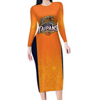Basketball Custom Cairns Long Sleeve Bodycon Dress Simple Australian Dot Art - Aussie Hoodie