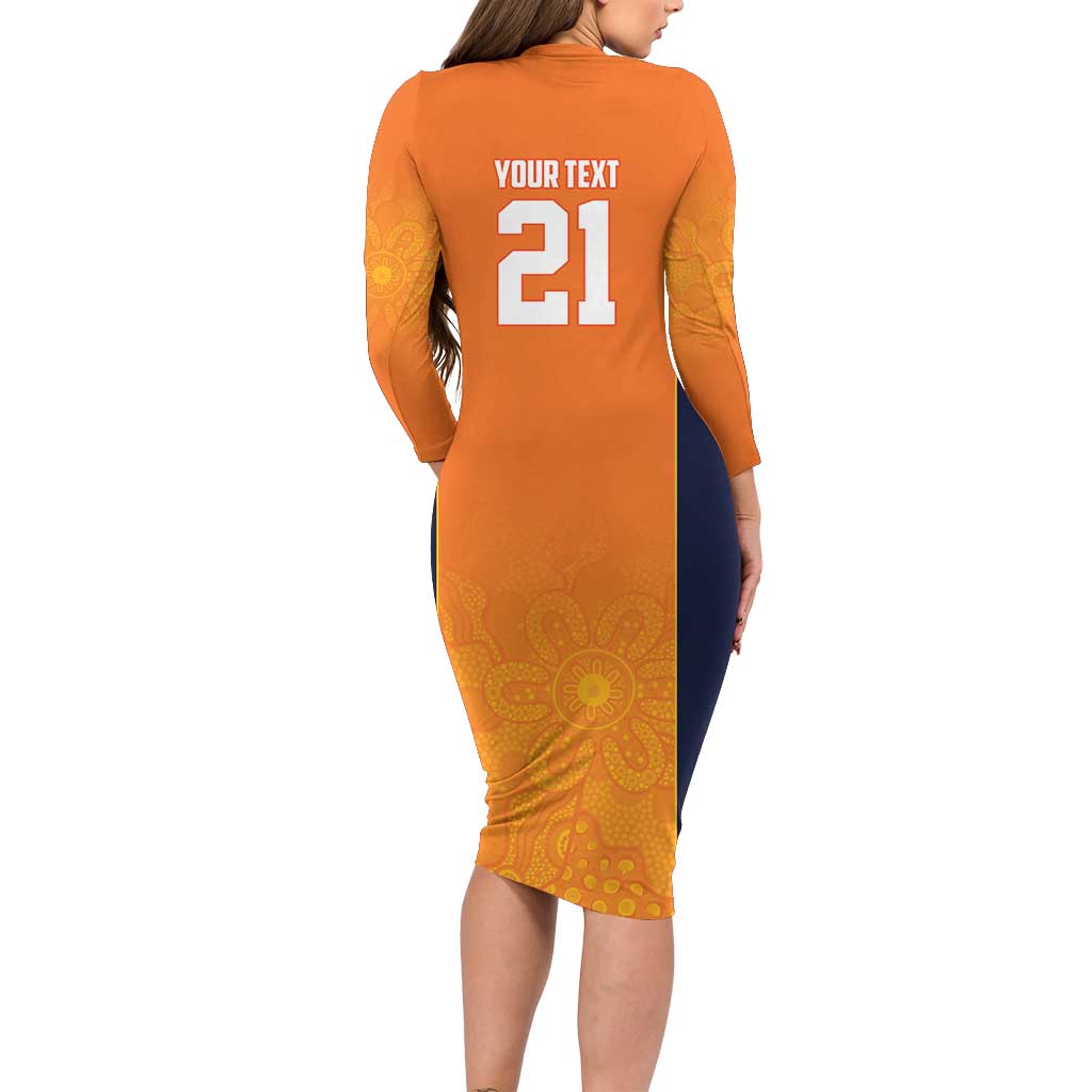 Basketball Custom Cairns Long Sleeve Bodycon Dress Simple Australian Dot Art - Aussie Hoodie