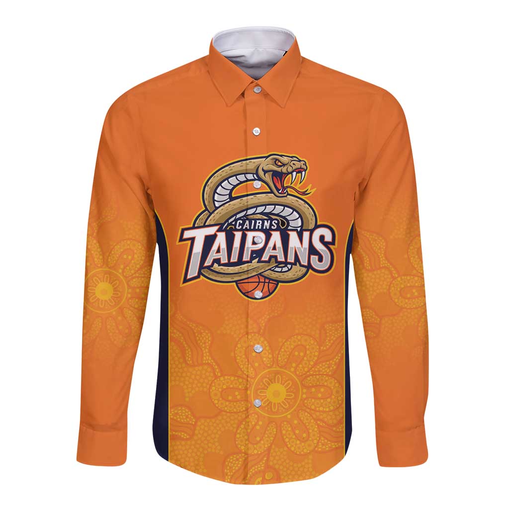 Basketball Custom Cairns Long Sleeve Button Shirt Simple Australian Dot Art - Aussie Hoodie