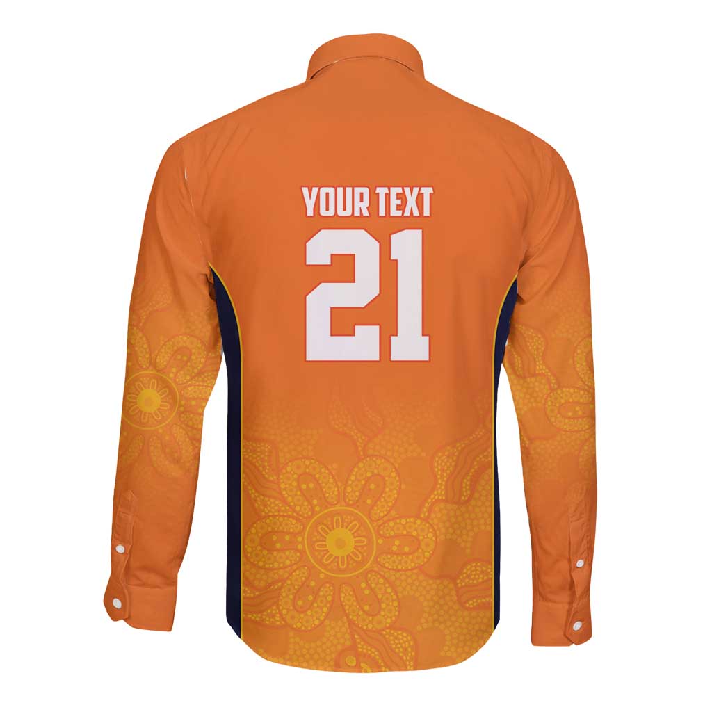 Basketball Custom Cairns Long Sleeve Button Shirt Simple Australian Dot Art - Aussie Hoodie