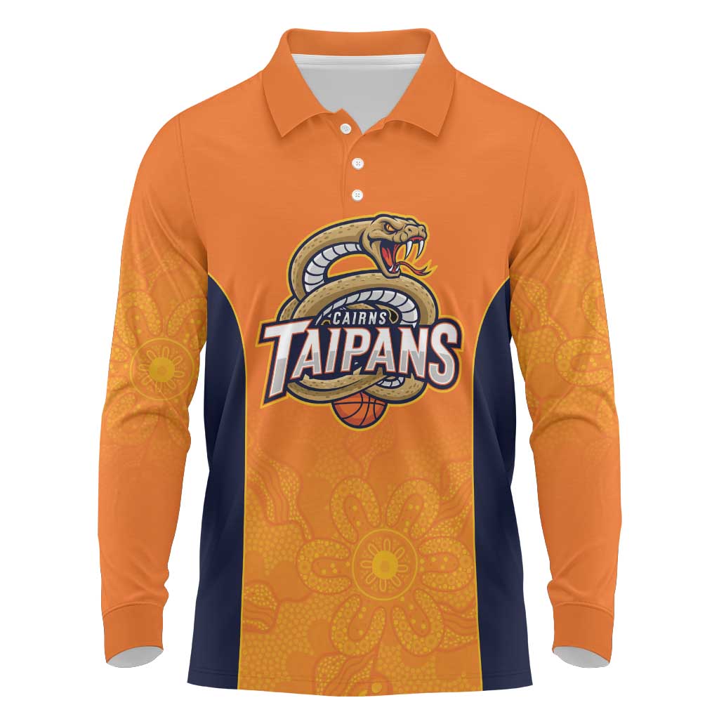 Basketball Custom Cairns Long Sleeve Polo Shirt Simple Australian Dot Art - Aussie Hoodie