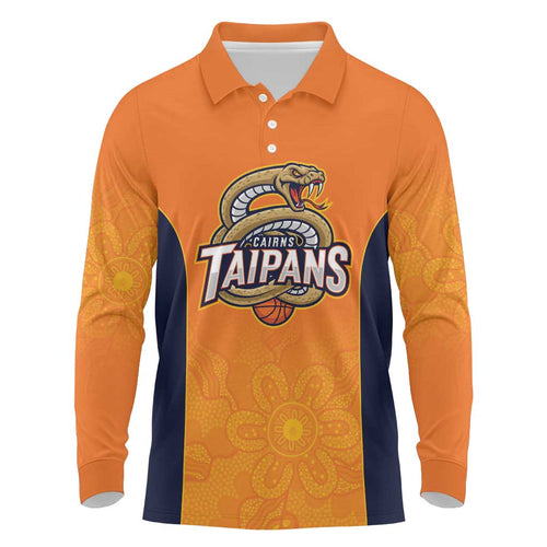 Basketball Custom Cairns Long Sleeve Polo Shirt Simple Australian Dot Art - Aussie Hoodie
