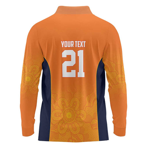 Basketball Custom Cairns Long Sleeve Polo Shirt Simple Australian Dot Art - Aussie Hoodie
