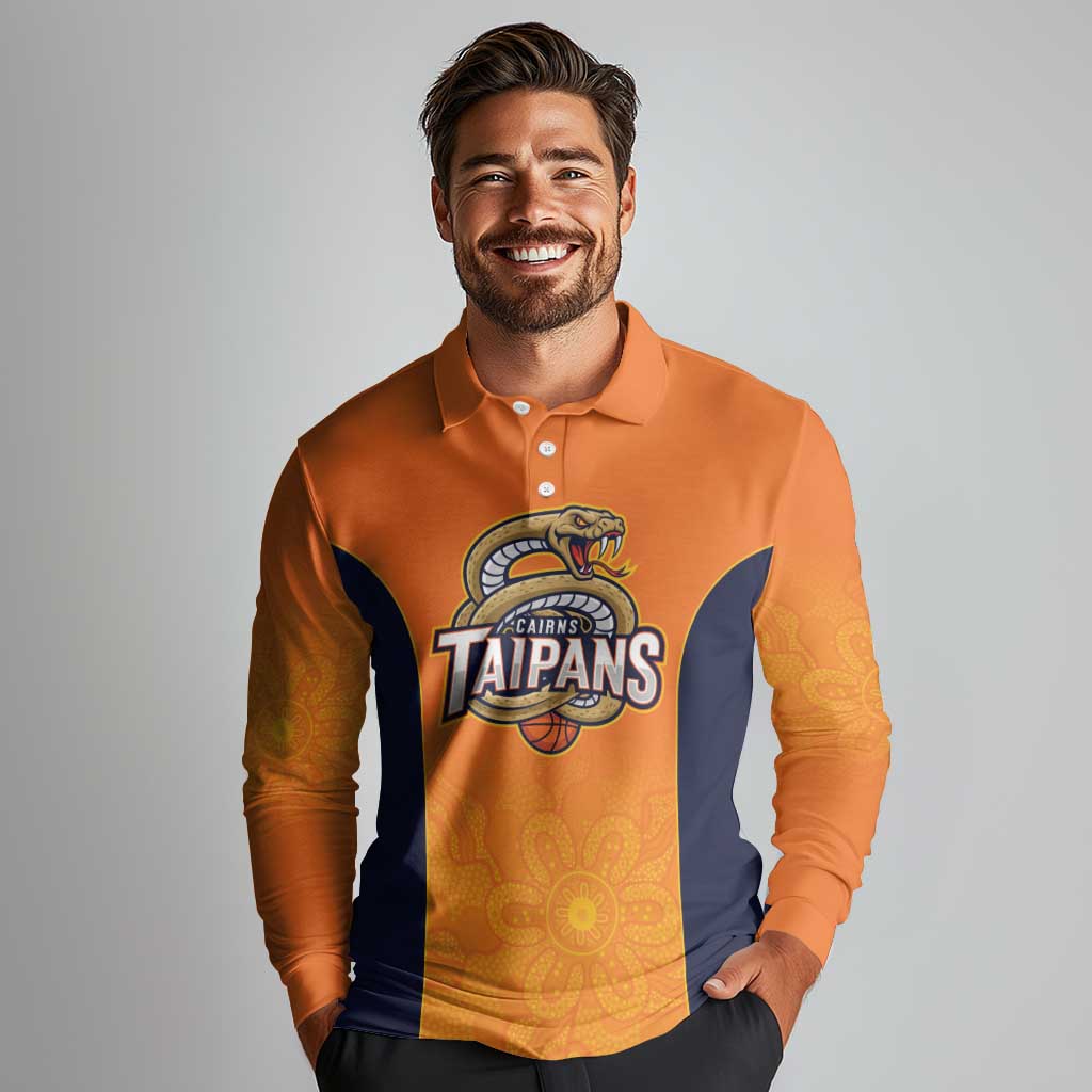 Basketball Custom Cairns Long Sleeve Polo Shirt Simple Australian Dot Art - Aussie Hoodie
