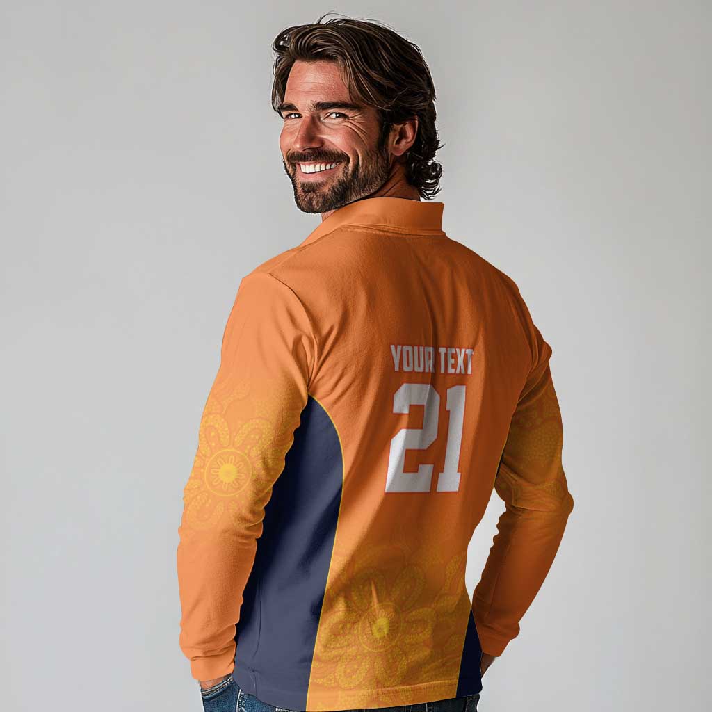 Basketball Custom Cairns Long Sleeve Polo Shirt Simple Australian Dot Art - Aussie Hoodie
