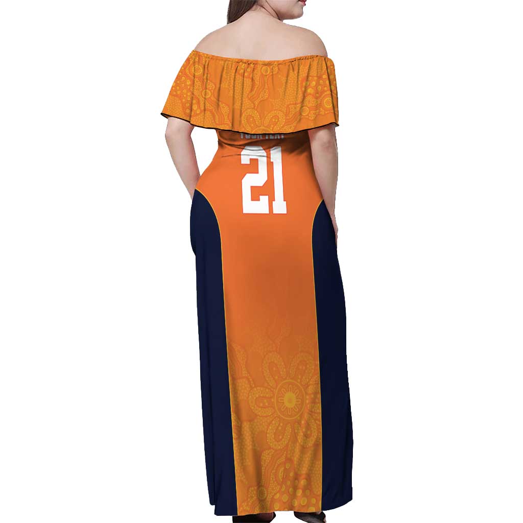 Basketball Custom Cairns Off Shoulder Maxi Dress Simple Australian Dot Art - Aussie Hoodie