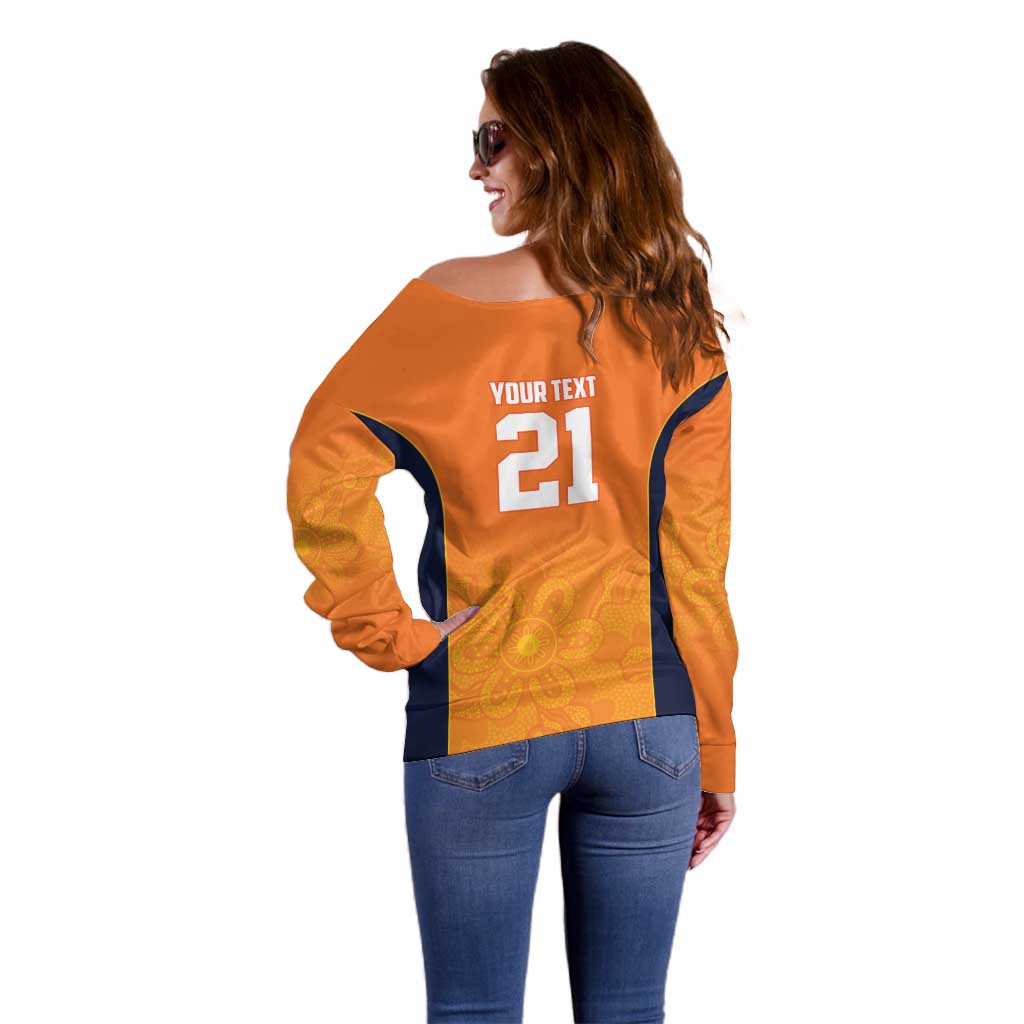 Basketball Custom Cairns Off Shoulder Sweater Simple Australian Dot Art - Aussie Hoodie