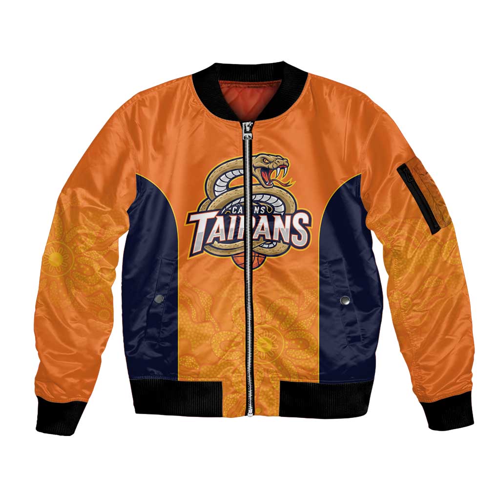 Basketball Custom Cairns Sleeve Zip Bomber Jacket Simple Australian Dot Art - Aussie Hoodie
