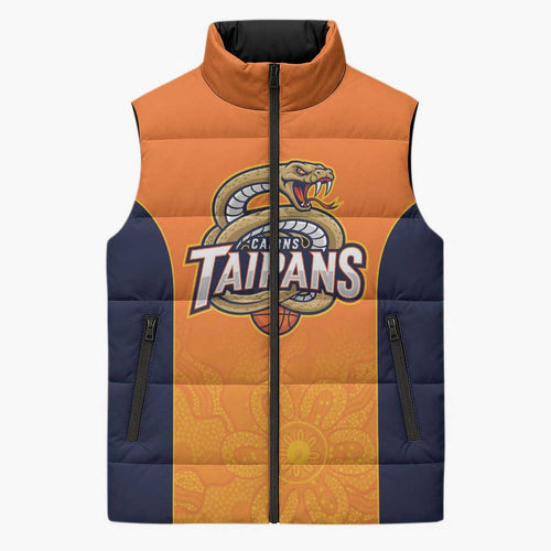 Basketball Custom Cairns Sleeveless Puffer Jacket Simple Australian Dot Art - Aussie Hoodie