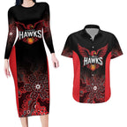 Basketball Custom Illawarra Couples Matching Long Sleeve Bodycon Dress and Hawaiian Shirt Simple Australian Dot Art - Aussie Hoodie