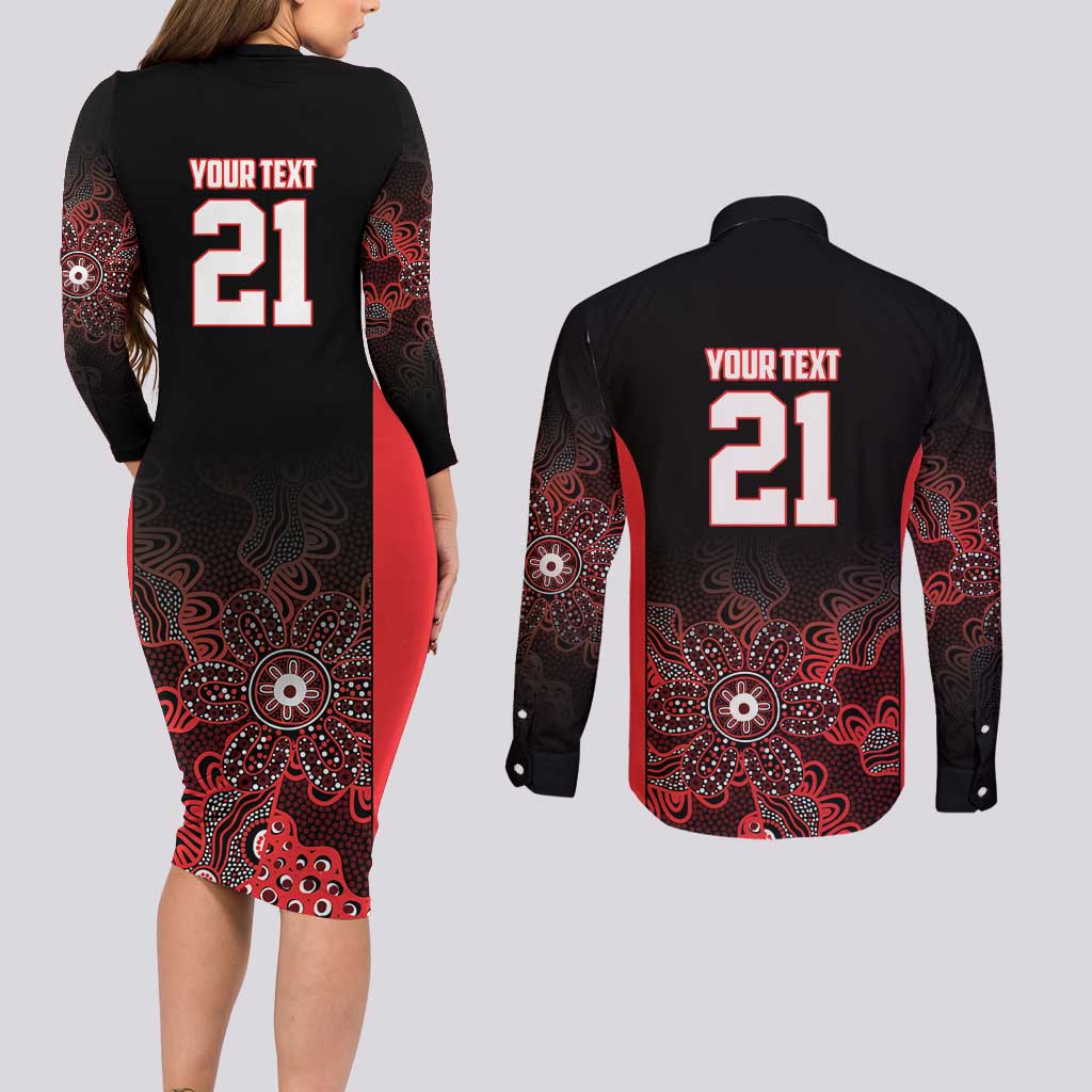 Basketball Custom Illawarra Couples Matching Long Sleeve Bodycon Dress and Long Sleeve Button Shirt Simple Australian Dot Art - Aussie Hoodie