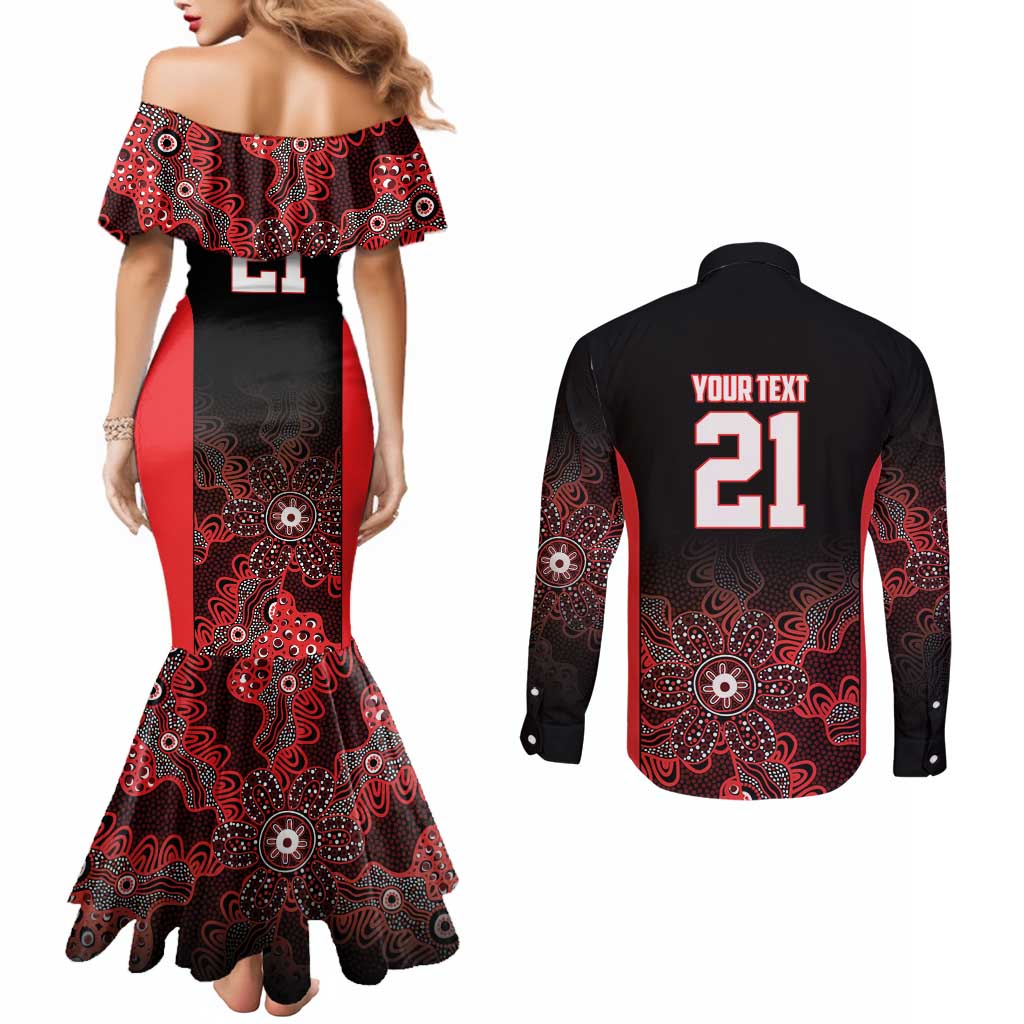 Basketball Custom Illawarra Couples Matching Mermaid Dress and Long Sleeve Button Shirt Simple Australian Dot Art - Aussie Hoodie