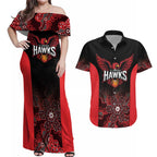 Basketball Custom Illawarra Couples Matching Off Shoulder Maxi Dress and Hawaiian Shirt Simple Australian Dot Art - Aussie Hoodie