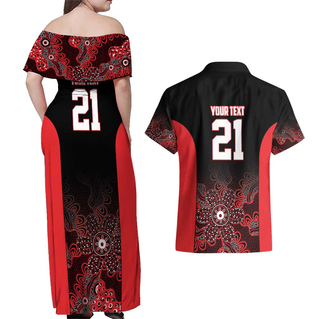 Basketball Custom Illawarra Couples Matching Off Shoulder Maxi Dress and Hawaiian Shirt Simple Australian Dot Art - Aussie Hoodie