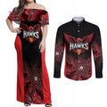 Basketball Custom Illawarra Couples Matching Off Shoulder Maxi Dress and Long Sleeve Button Shirt Simple Australian Dot Art - Aussie Hoodie