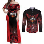 Basketball Custom Illawarra Couples Matching Off Shoulder Maxi Dress and Long Sleeve Button Shirt Simple Australian Dot Art - Aussie Hoodie