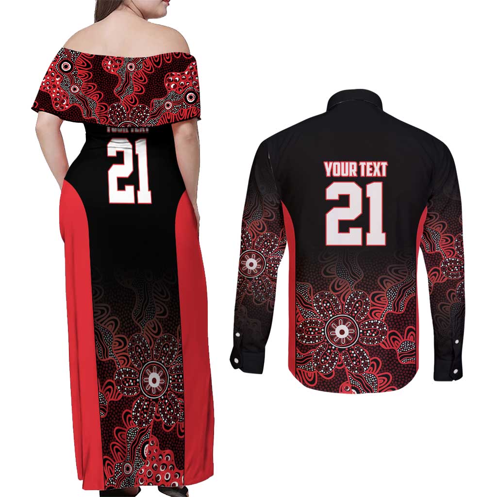 Basketball Custom Illawarra Couples Matching Off Shoulder Maxi Dress and Long Sleeve Button Shirt Simple Australian Dot Art - Aussie Hoodie