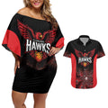 Basketball Custom Illawarra Couples Matching Off Shoulder Short Dress and Hawaiian Shirt Simple Australian Dot Art - Aussie Hoodie