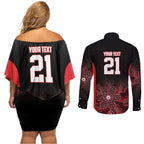 Basketball Custom Illawarra Couples Matching Off Shoulder Short Dress and Long Sleeve Button Shirt Simple Australian Dot Art - Aussie Hoodie