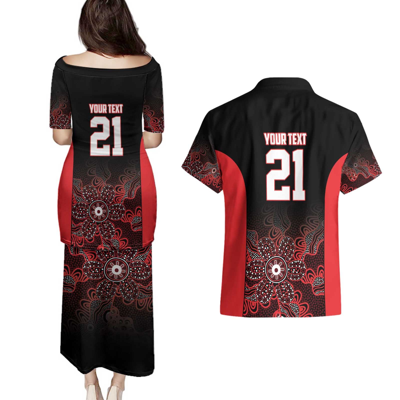 Basketball Custom Illawarra Couples Matching Puletasi and Hawaiian Shirt Simple Australian Dot Art - Aussie Hoodie