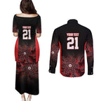 Basketball Custom Illawarra Couples Matching Puletasi and Long Sleeve Button Shirt Simple Australian Dot Art - Aussie Hoodie