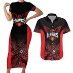 Basketball Custom Illawarra Couples Matching Short Sleeve Bodycon Dress and Hawaiian Shirt Simple Australian Dot Art - Aussie Hoodie