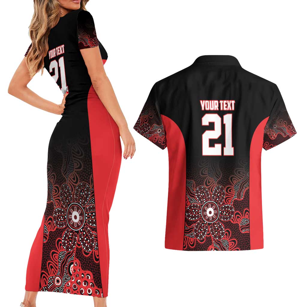 Basketball Custom Illawarra Couples Matching Short Sleeve Bodycon Dress and Hawaiian Shirt Simple Australian Dot Art - Aussie Hoodie