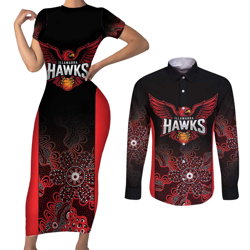 Basketball Custom Illawarra Couples Matching Short Sleeve Bodycon Dress and Long Sleeve Button Shirt Simple Australian Dot Art - Aussie Hoodie