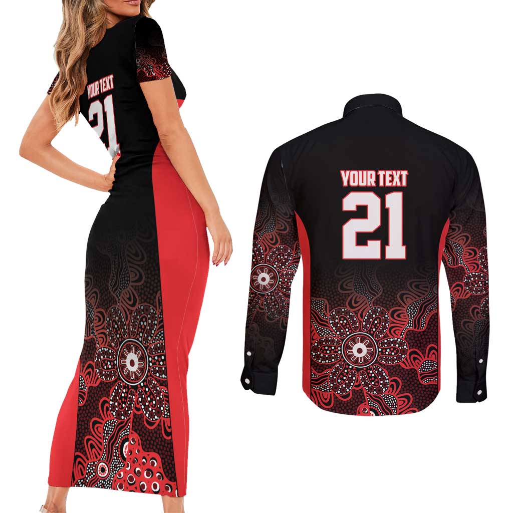 Basketball Custom Illawarra Couples Matching Short Sleeve Bodycon Dress and Long Sleeve Button Shirt Simple Australian Dot Art - Aussie Hoodie