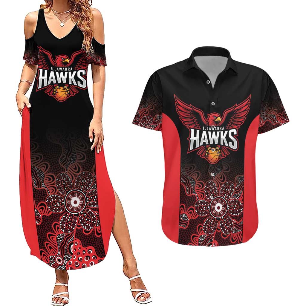 Basketball Custom Illawarra Couples Matching Summer Maxi Dress and Hawaiian Shirt Simple Australian Dot Art - Aussie Hoodie