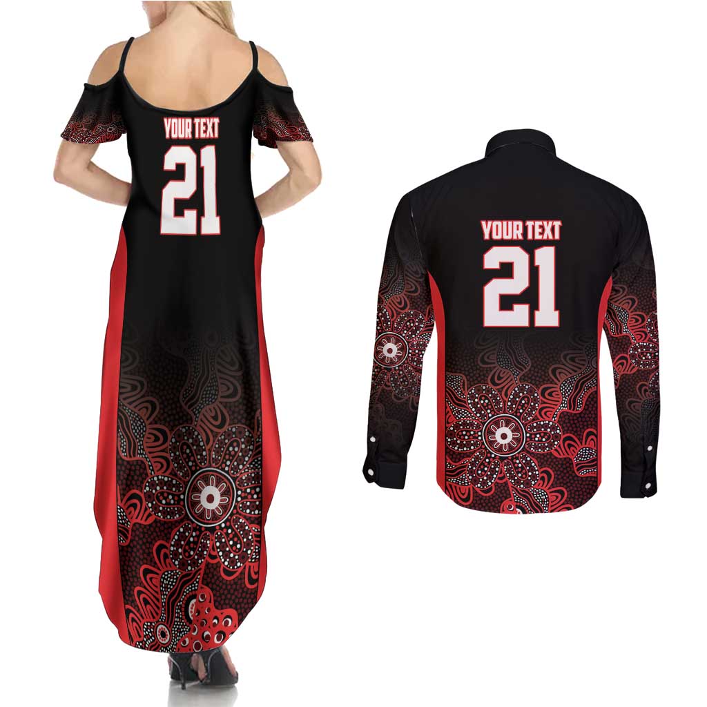 Basketball Custom Illawarra Couples Matching Summer Maxi Dress and Long Sleeve Button Shirt Simple Australian Dot Art - Aussie Hoodie