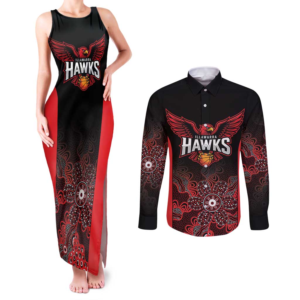 Basketball Custom Illawarra Couples Matching Tank Maxi Dress and Long Sleeve Button Shirt Simple Australian Dot Art - Aussie Hoodie