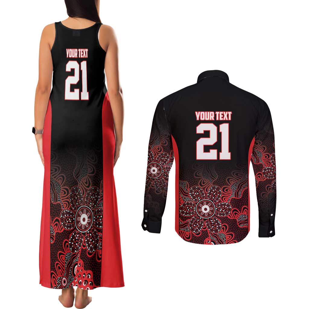 Basketball Custom Illawarra Couples Matching Tank Maxi Dress and Long Sleeve Button Shirt Simple Australian Dot Art - Aussie Hoodie