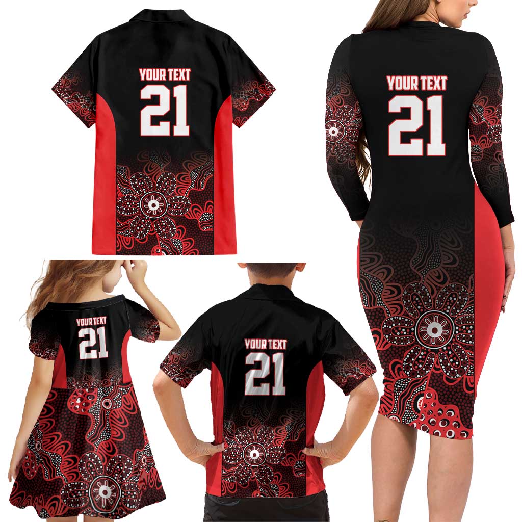 Basketball Custom Illawarra Family Matching Long Sleeve Bodycon Dress and Hawaiian Shirt Simple Australian Dot Art - Aussie Hoodie