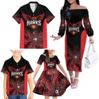 Basketball Custom Illawarra Family Matching Off The Shoulder Long Sleeve Dress and Hawaiian Shirt Simple Australian Dot Art - Aussie Hoodie