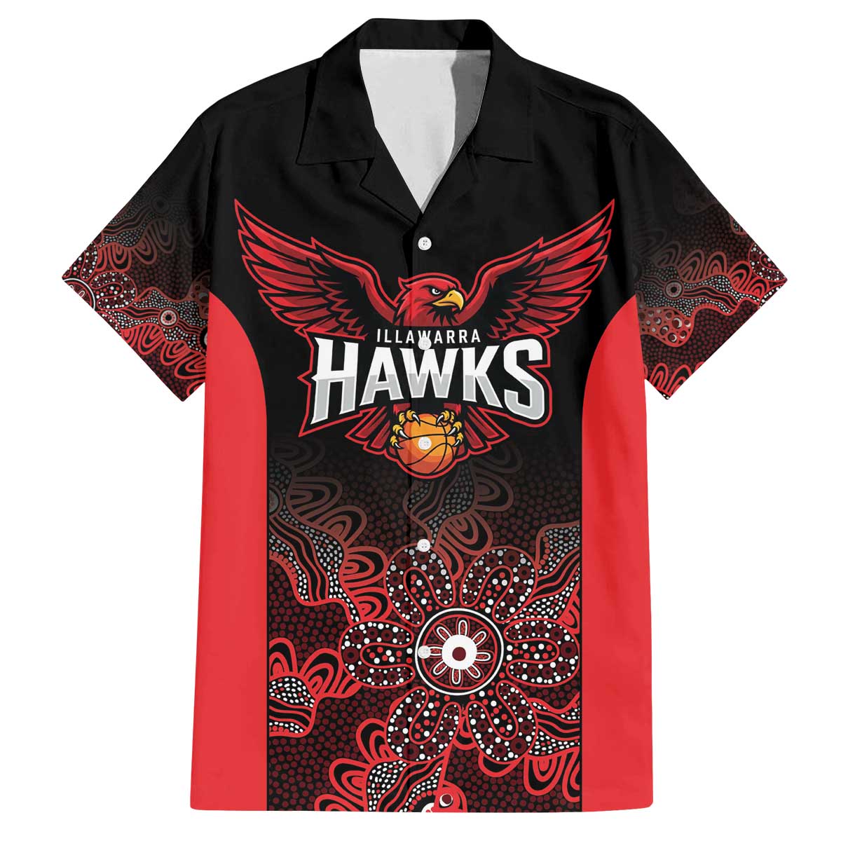 Basketball Custom Illawarra Family Matching Off The Shoulder Long Sleeve Dress and Hawaiian Shirt Simple Australian Dot Art - Aussie Hoodie