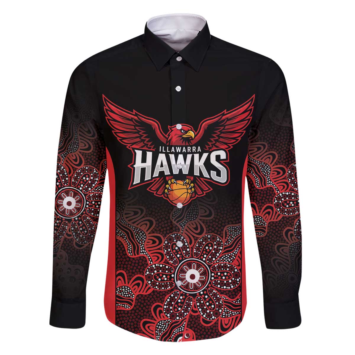 Basketball Custom Illawarra Family Matching Off The Shoulder Long Sleeve Dress and Hawaiian Shirt Simple Australian Dot Art - Aussie Hoodie