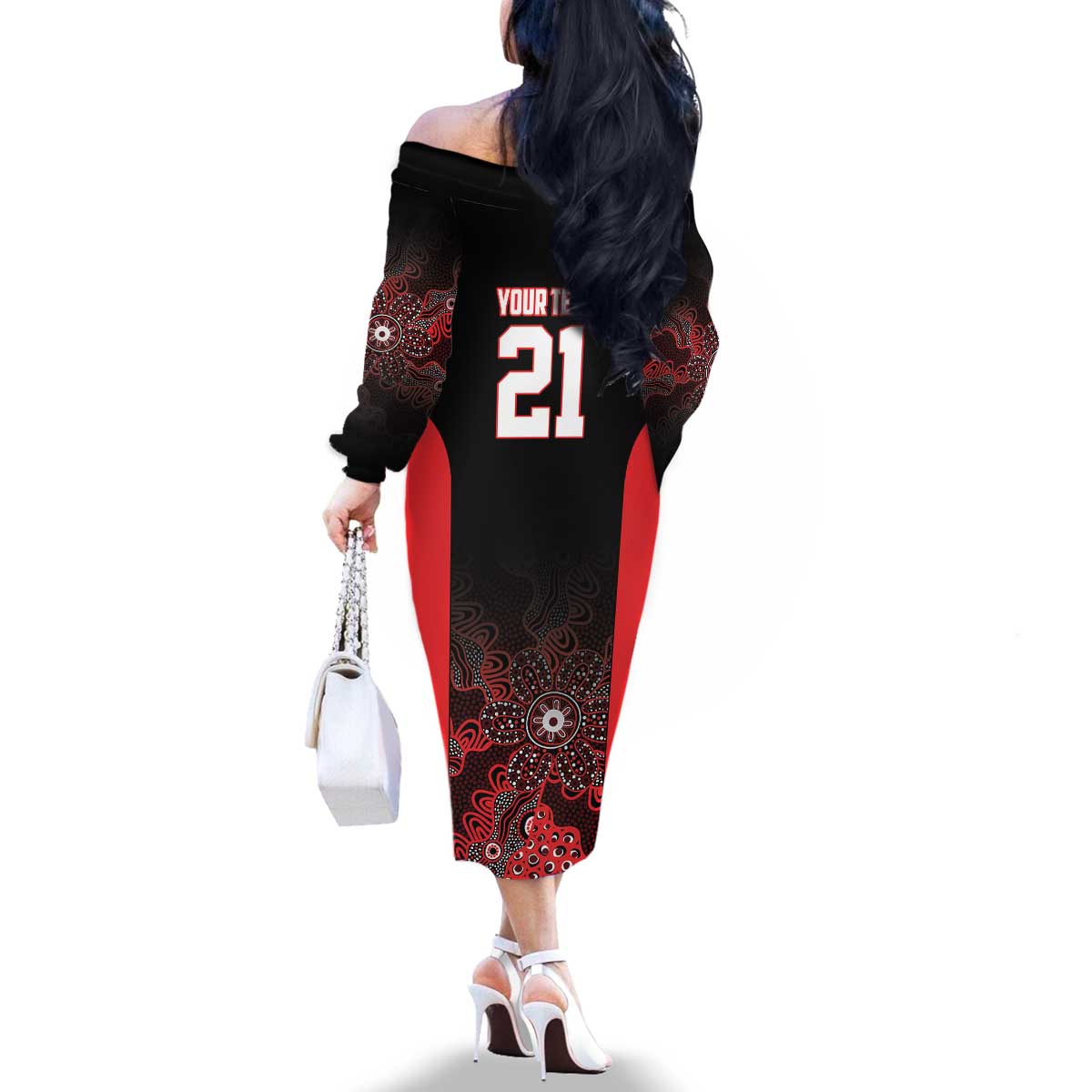 Basketball Custom Illawarra Family Matching Off The Shoulder Long Sleeve Dress and Hawaiian Shirt Simple Australian Dot Art - Aussie Hoodie