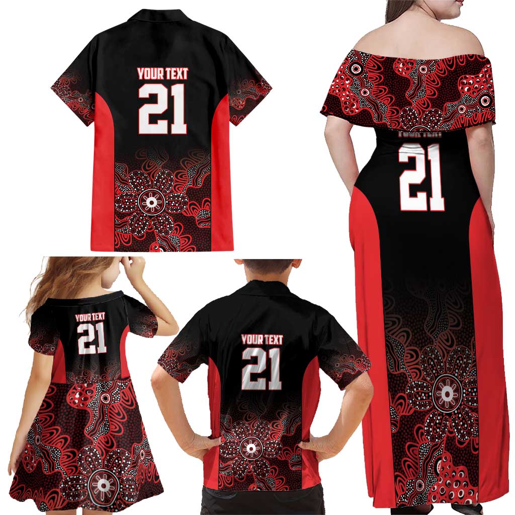 Basketball Custom Illawarra Family Matching Off Shoulder Maxi Dress and Hawaiian Shirt Simple Australian Dot Art - Aussie Hoodie