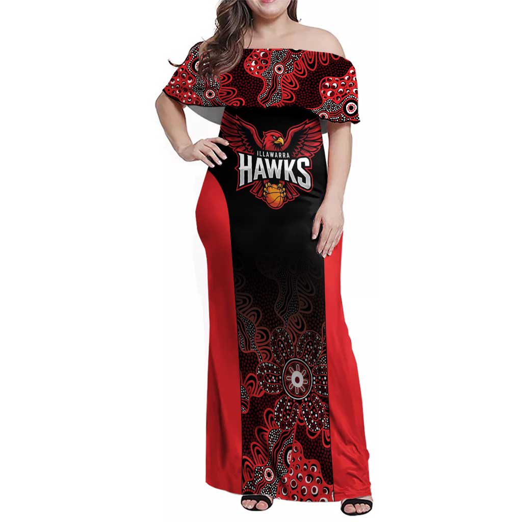 Basketball Custom Illawarra Family Matching Off Shoulder Maxi Dress and Hawaiian Shirt Simple Australian Dot Art - Aussie Hoodie