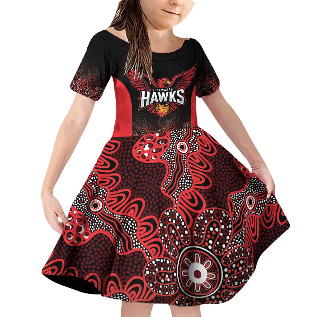 Basketball Custom Illawarra Family Matching Off Shoulder Short Dress and Hawaiian Shirt Simple Australian Dot Art - Aussie Hoodie