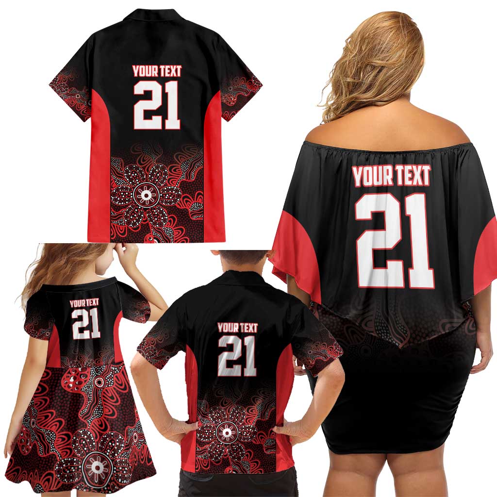 Basketball Custom Illawarra Family Matching Off Shoulder Short Dress and Hawaiian Shirt Simple Australian Dot Art - Aussie Hoodie