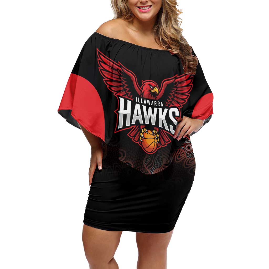 Basketball Custom Illawarra Family Matching Off Shoulder Short Dress and Hawaiian Shirt Simple Australian Dot Art - Aussie Hoodie
